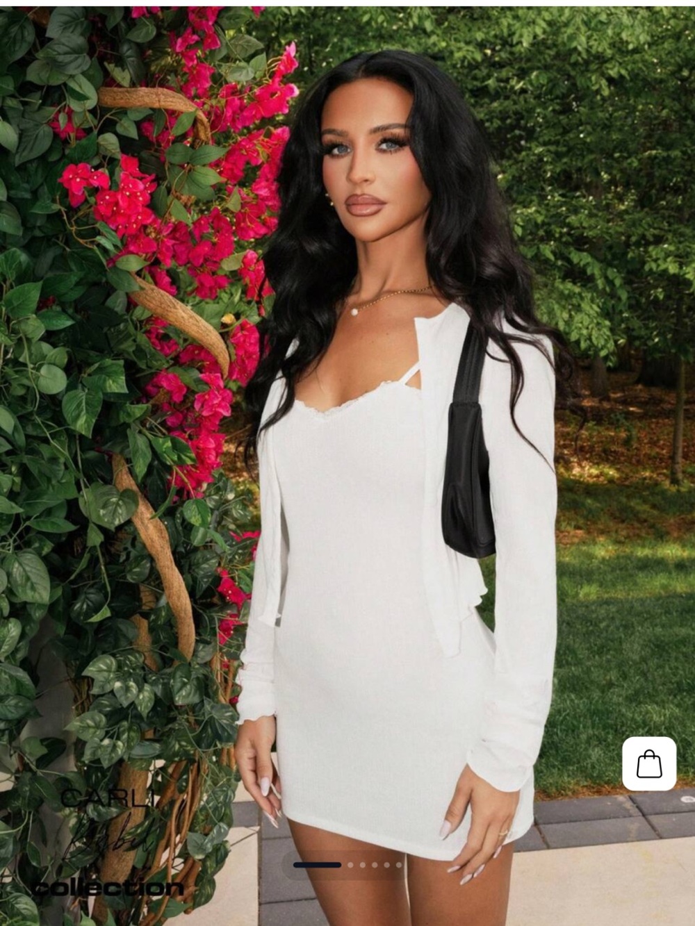 Carli bybel White Slim Fit Slip Dress with Matching Cardigan